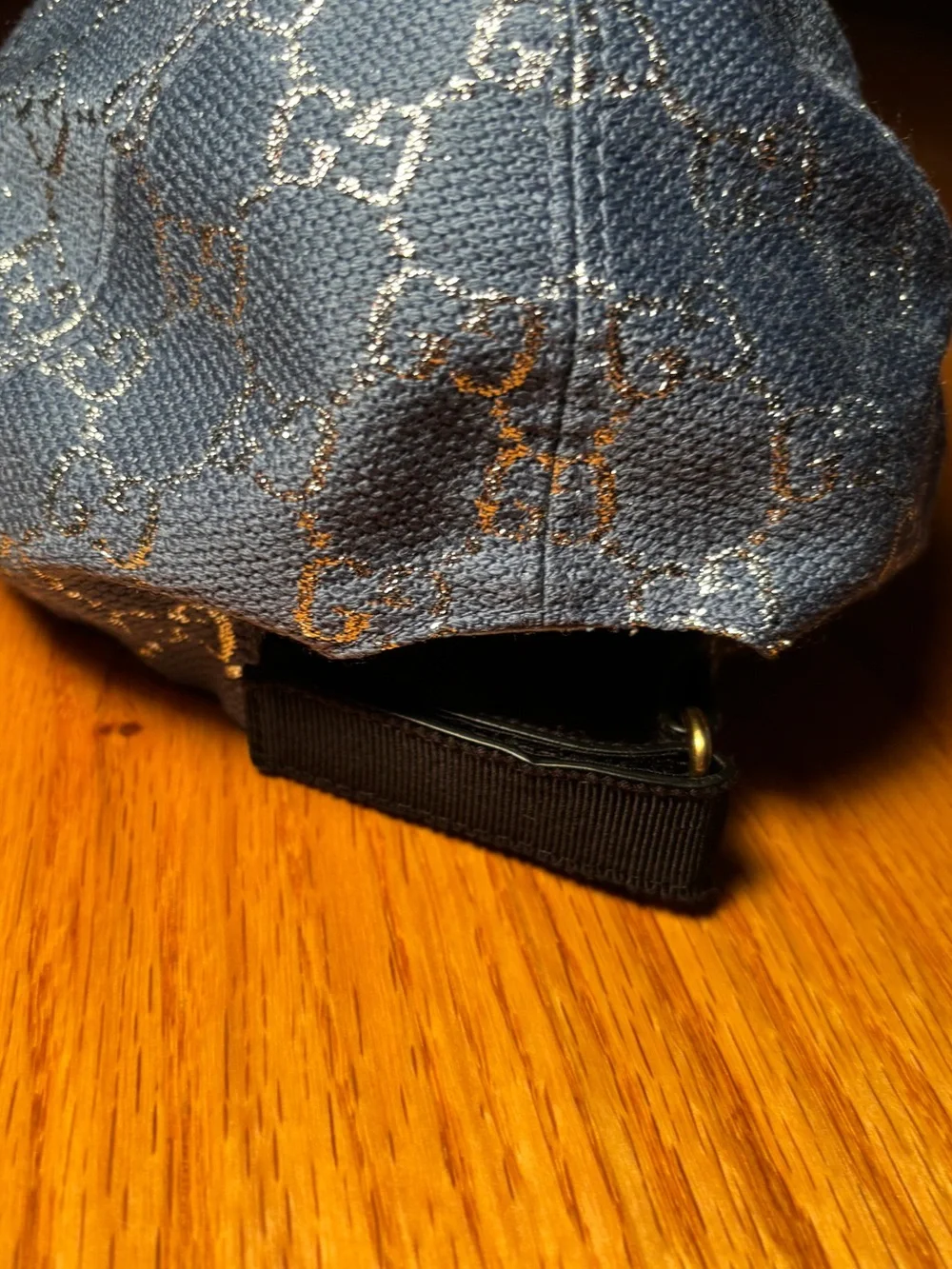 Gucci Blue Silver Metallic GG Canvas Baseball Hat, Like New 🔥